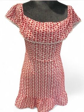 Red Eyelet Off-Shoulder Summer Dress Size 9